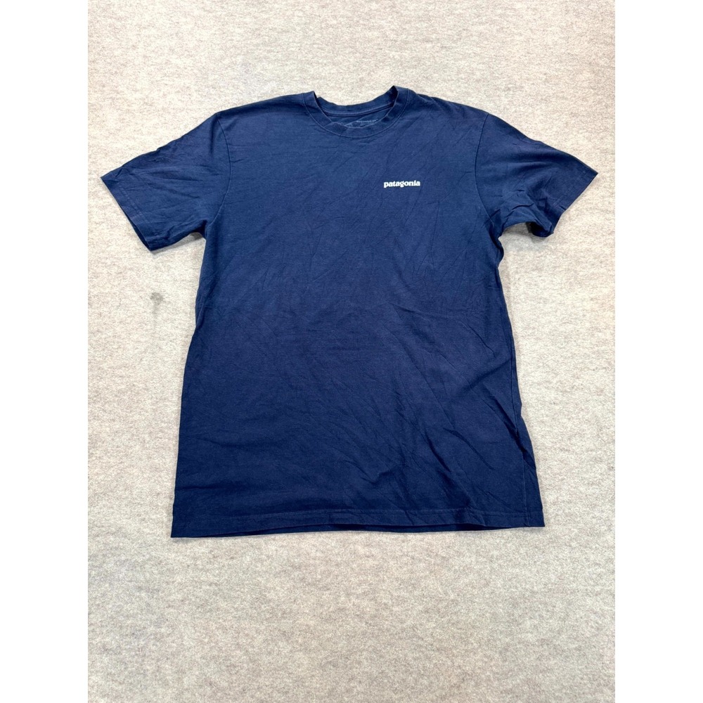 Patagonia Responsibili-Tee Mens Medium Navy Blue Short Sleeve Regular Fit Shirt